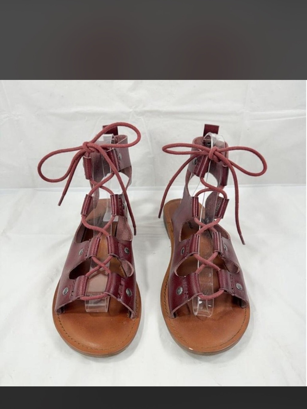 Lace-Up Gladiator Sandals in Burgundy Red Sandals Beach Summer Festival